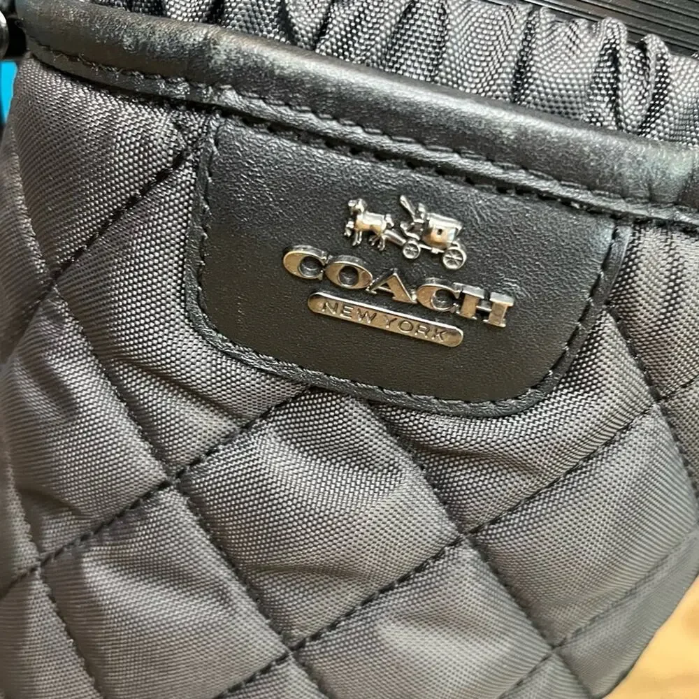 Coach Samara Black Quilted Midi Snow Boots Nylon Leather Women’s Size 6